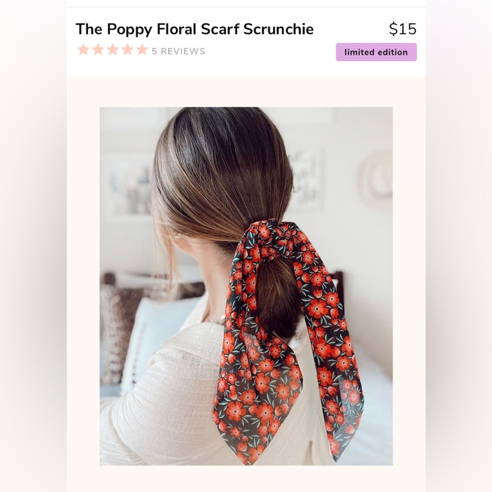 Scarf tie scrunchie and knotted headband (2pcs) - Picture 10 of 12